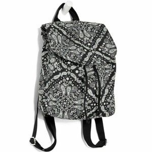 Pink Mini Backpack Bag Drawstring Black Paisley..